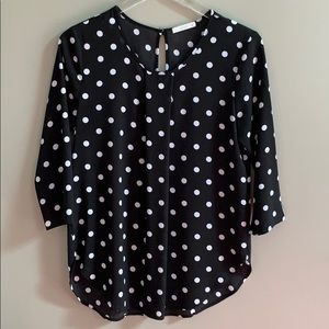 Le Lis Polka Dot 3/4 Sleeve Blouse Small